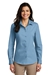 Port Authority Ladies Long Sleeve Carefree Poplin Shirt - LW100-PETROL