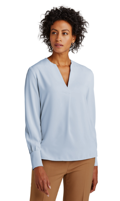 - Brooks Brothers Women?s Open-Neck Satin Blouse #BB18009-CH