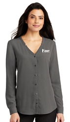 Port Authority Ladies Long Sleeve Button-Front Blouse 